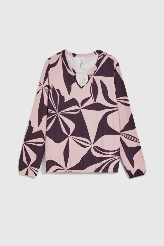 Sweter z geometrycznym wzorem różowy