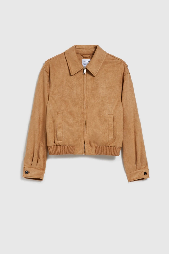 Kurtka z imitacji zamszu beżowa