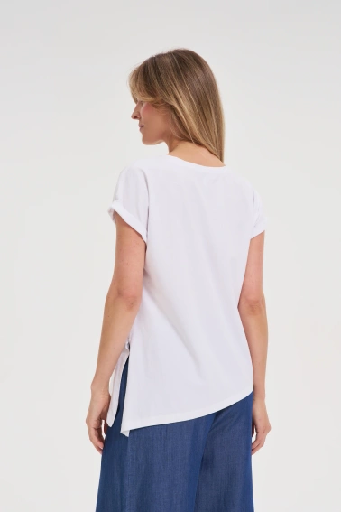 T-shirt z okrągłym dekoltem biały