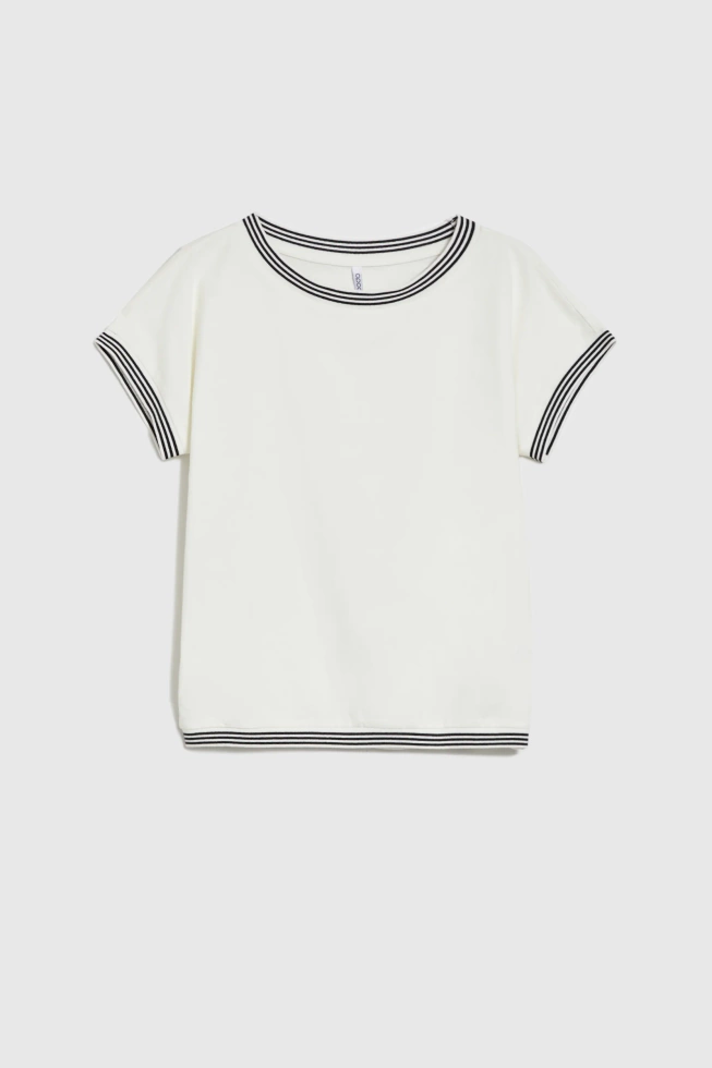 Bawełniana bluzka z krótkimi rękawami biała