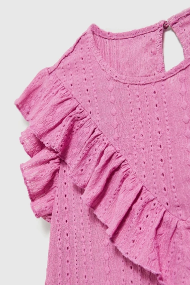 Bluzka z falbaną różowa