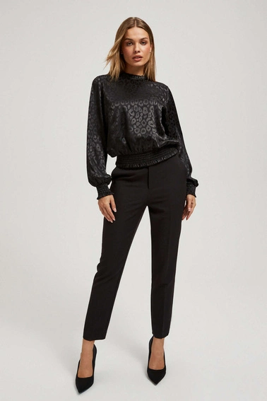 Koszula z bufiastymi rękawami i zwierzęcym wzorem czarna