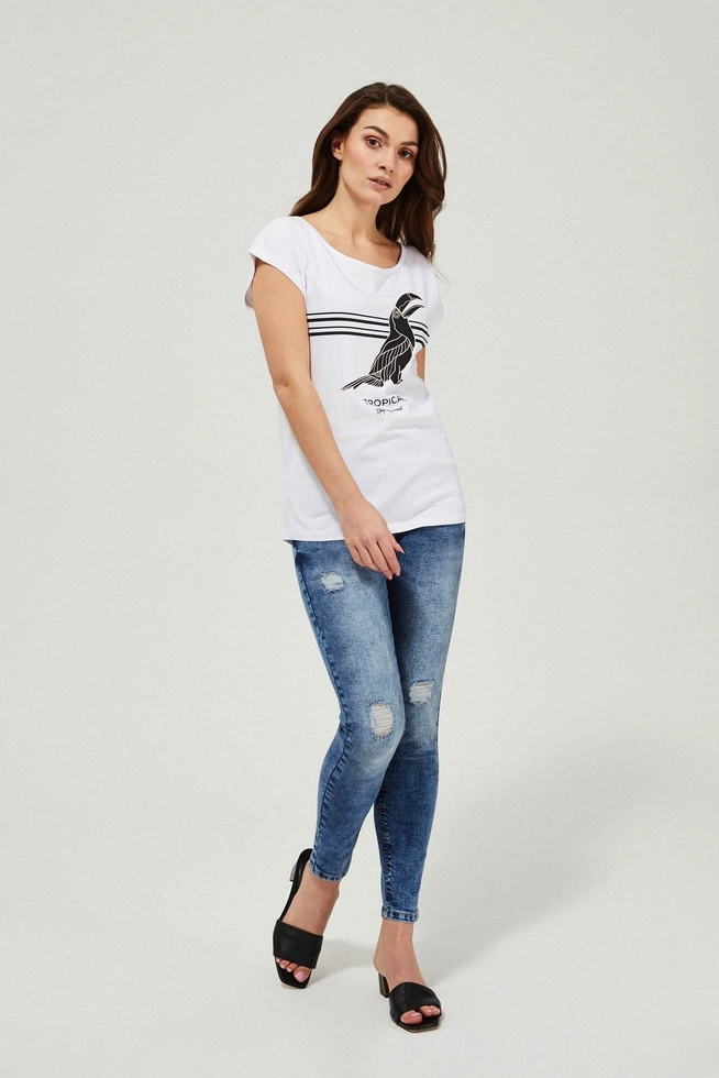 Jeansy rurki medium waist z przetarciami niebieskie