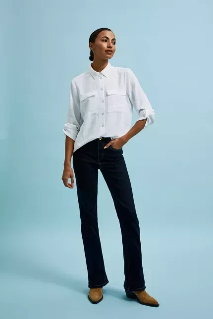 Jeansy bootcut z jasnymi przeszyciami granatowe