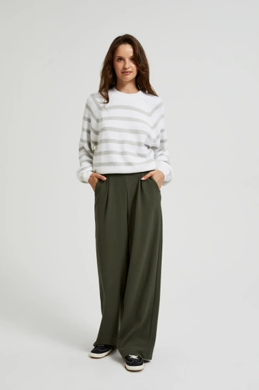 Spodnie z szerokimi nogawkami i guzikami oliwkowe