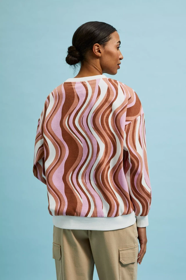 Bluza wkładana przez głowę z geometrycznym wzorem brązowa