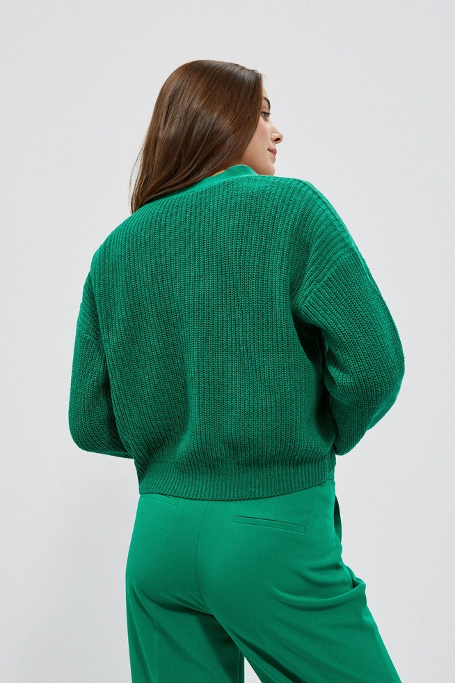 Krótki kardigan zapinany na guziki zielony