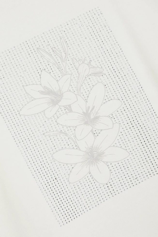 Bawełniana bluzka z nadrukiem biała