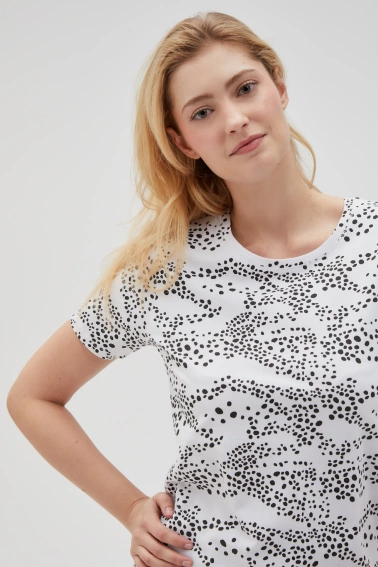 Bluzka w kropki z krótkimi rękawami biała