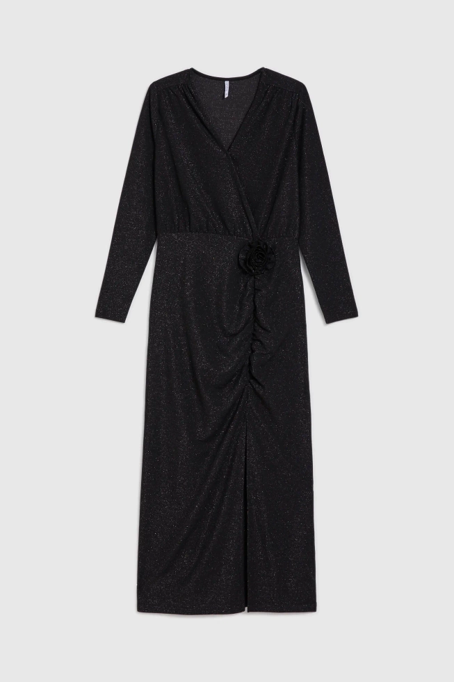 Sukienka maxi z rozcięciem czarna