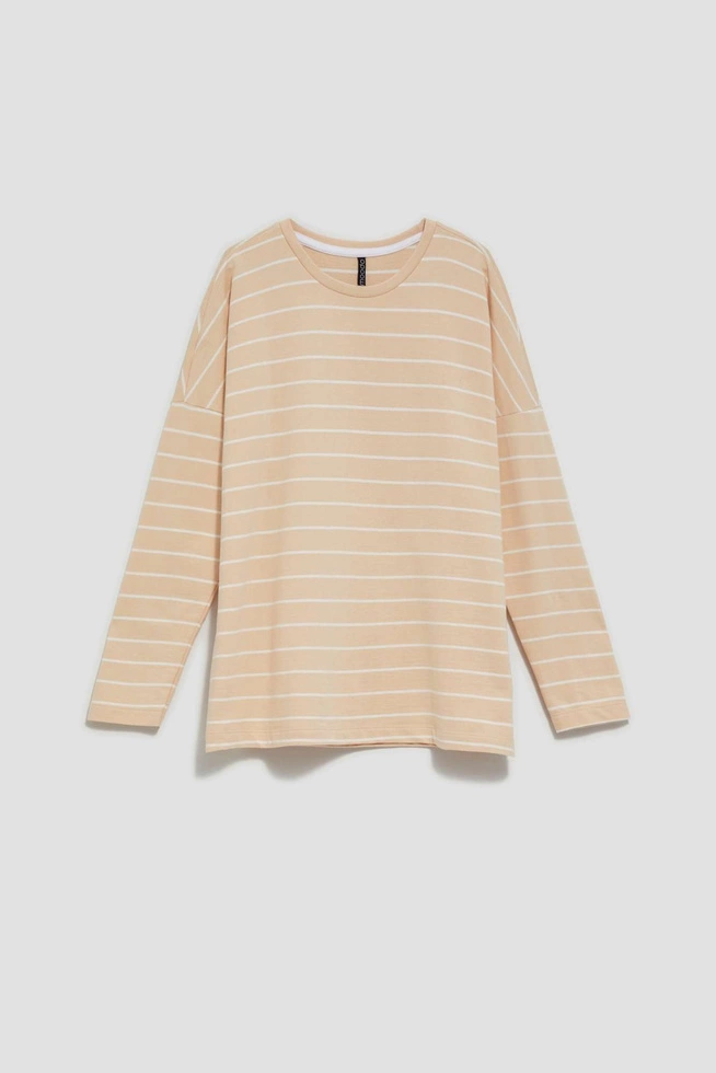 Bluza w paski beżowa