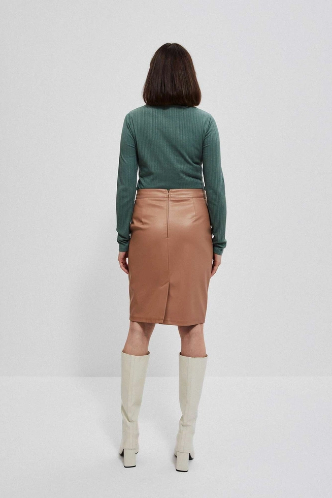 Spódnica z geometrycznym przeszyciem kawowa