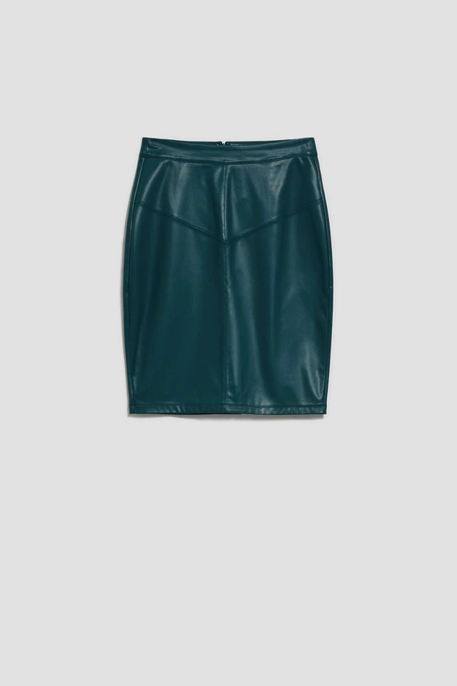 Spódnica z geometrycznym przeszyciem szmaragdowa