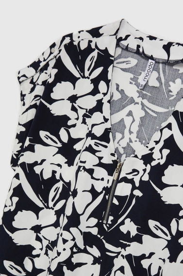 Wiskozowa koszula z zamkiem granatowa