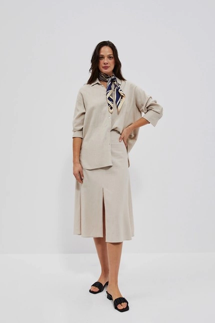 Spódnica z rozcięciem ciemnobeżowa