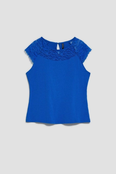 Bluzka z koronką niebieska