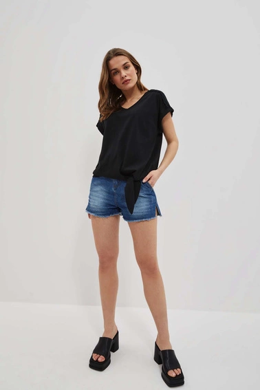 T-shirt z wiązaniem czarny