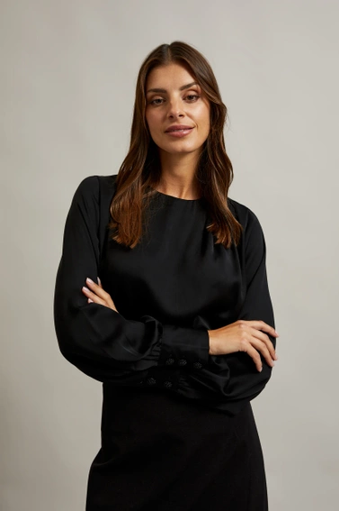 Elegancka koszula z bufiastymi rękawami czarna