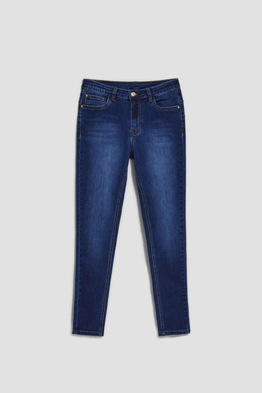 Jeansy push up z przetarciami na udach granatowe