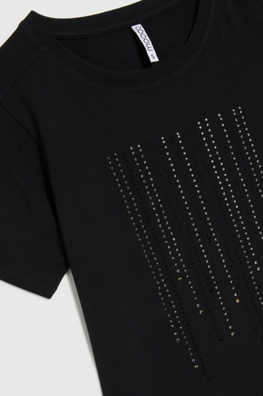 Bawełniana bluzka z dżetami czarna 