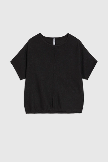  Sweter oversize z krótkimi rękawami czarny