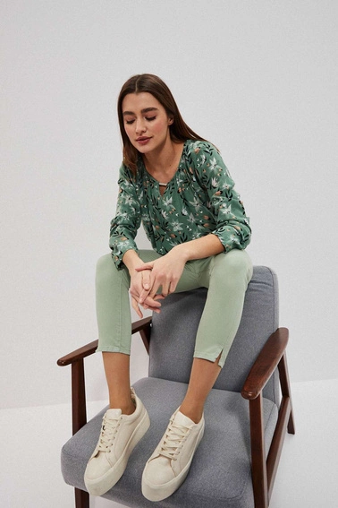 Gładkie spodnie 7/8 patynowe