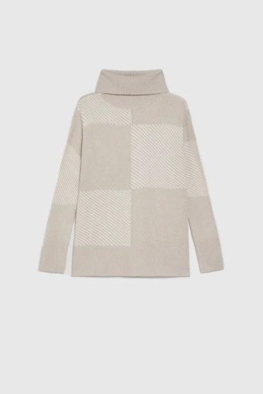 Sweter z golfem beżowy 