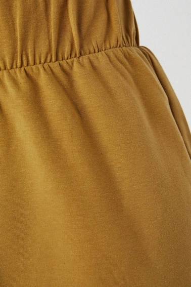 Gładka spódnica ze ściągaczem oliwkowa