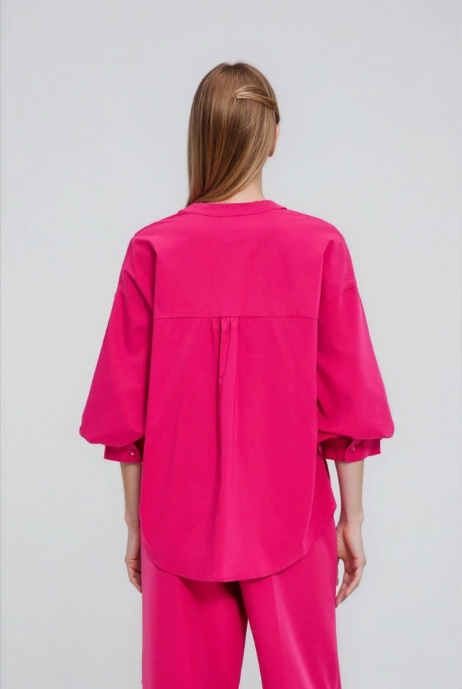 Koszula z bufiastymi rękawami fuksjowa