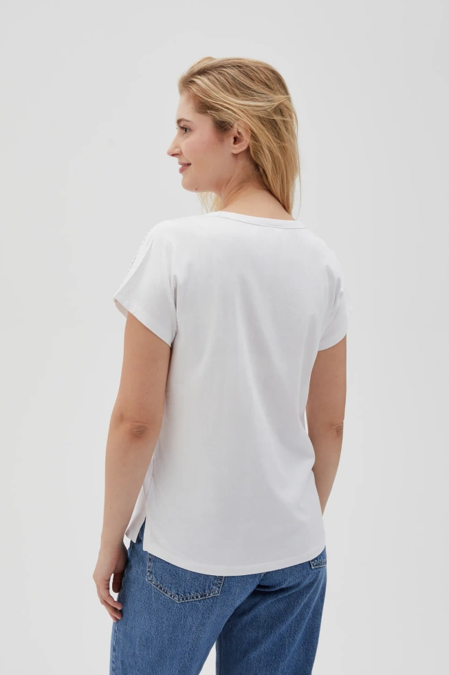 Bawełniany t-shirt z kieszonką biały