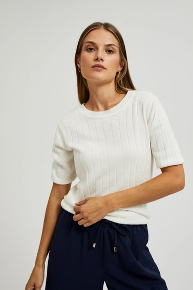 Wiskozowy sweter z metaliczną nitką biały