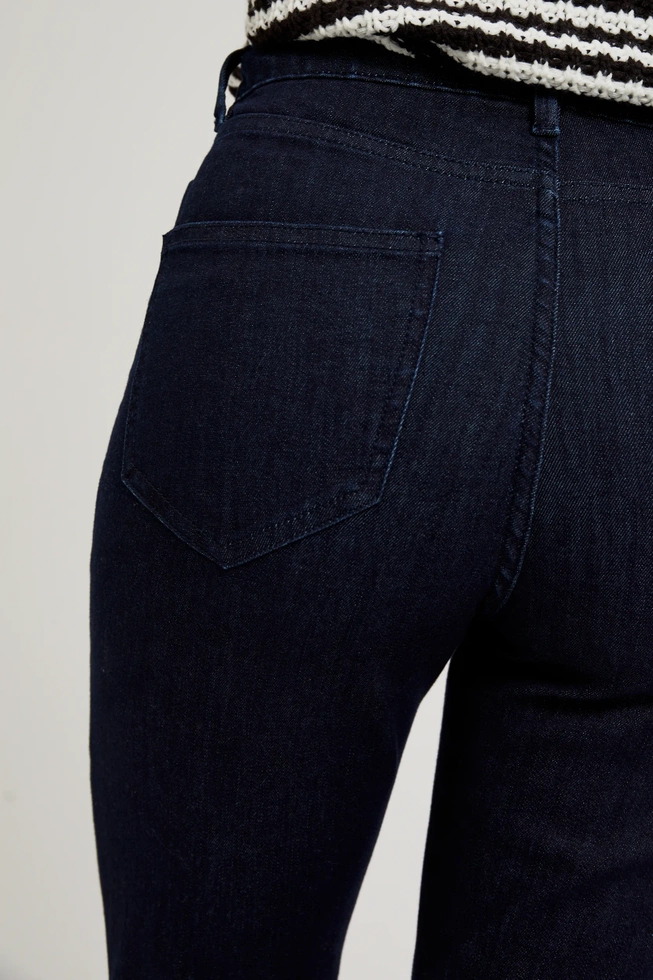 Gładkie jeansy bootcut granatowe