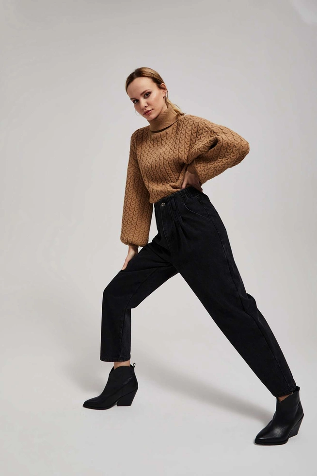 Jeansy paperbag czarne