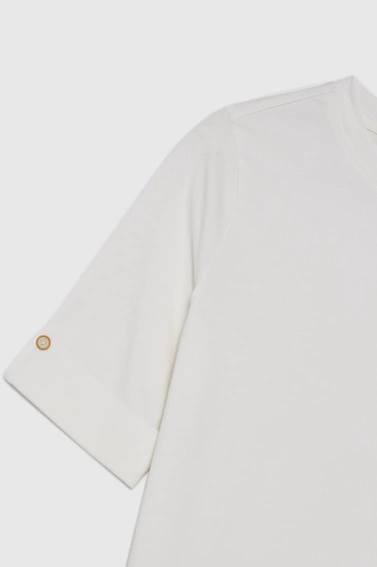 Gładki t-shirt z podwijanymi rękawami biały 