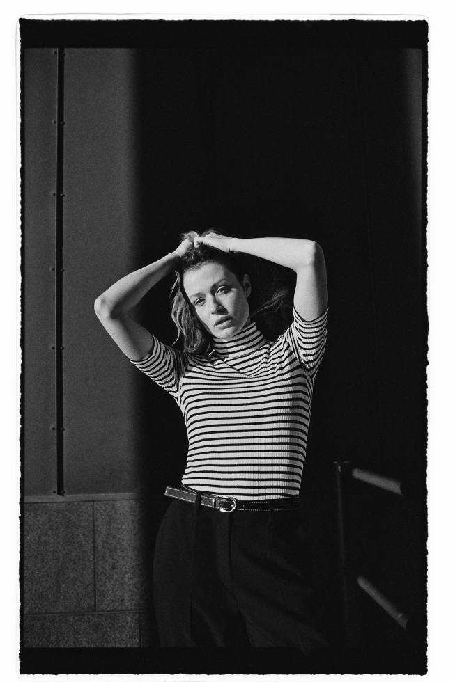 Bluzka z golfem w paski