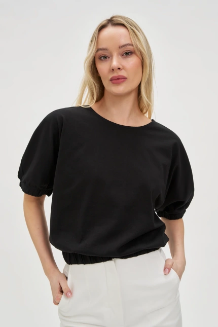 Bluzka z krótkimi rękawami czarna