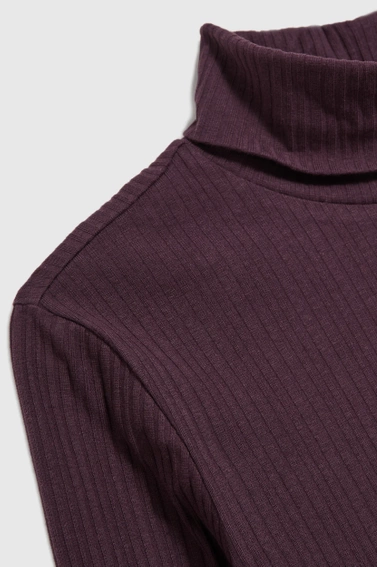 Prążkowany golf z długimi rękawami fioletowy