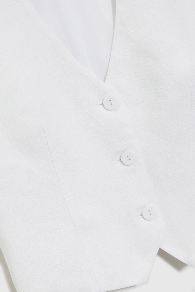 Kamizelka z dodatkiem lnu biała