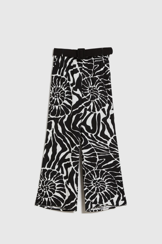 Wiskozowe spodnie z paskiem czarne