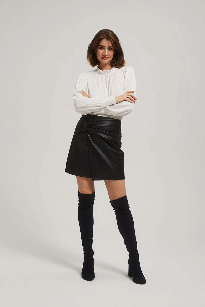 Trapezowa spódnica z imitacji skóry czarna