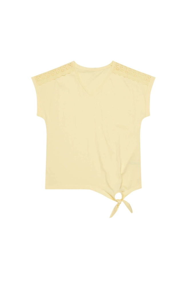 Bawełniana bluzka z wiązaniem cytrynowa