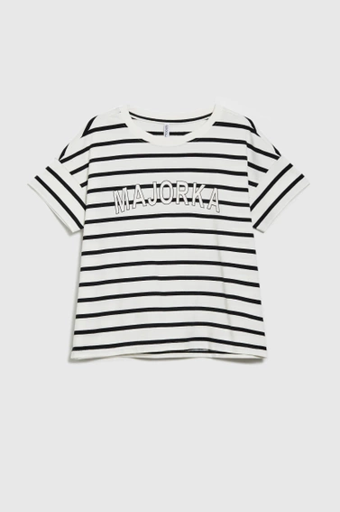 Bluza w paski z napisem biała