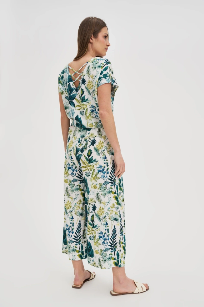 Wzorzyste spodnie kuloty białe