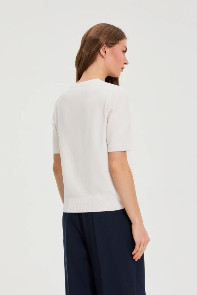 Sweter z krótkimi rękawami biały