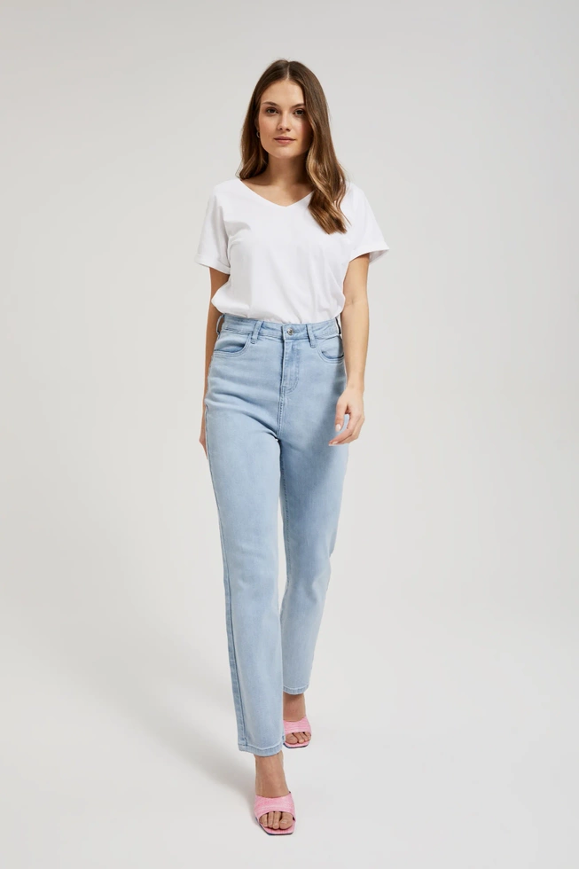 Jeansy z prostą nogawką niebieskie bawełniane