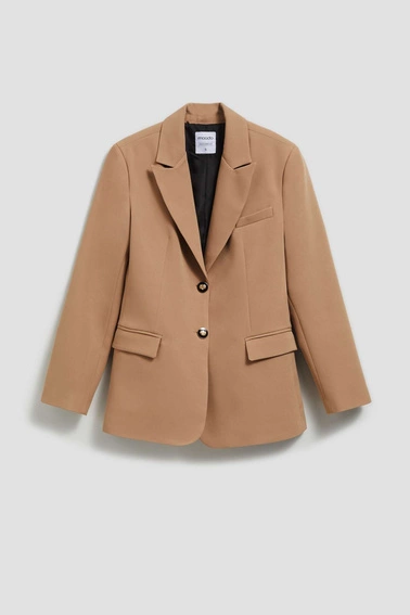 Jednorzędowa marynarka ciemnobeżowa