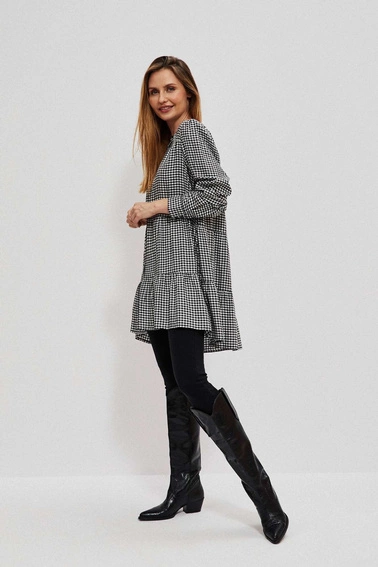 Koszula z falbaną biało czarna