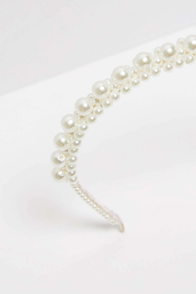 Opaska na włosy perłowa