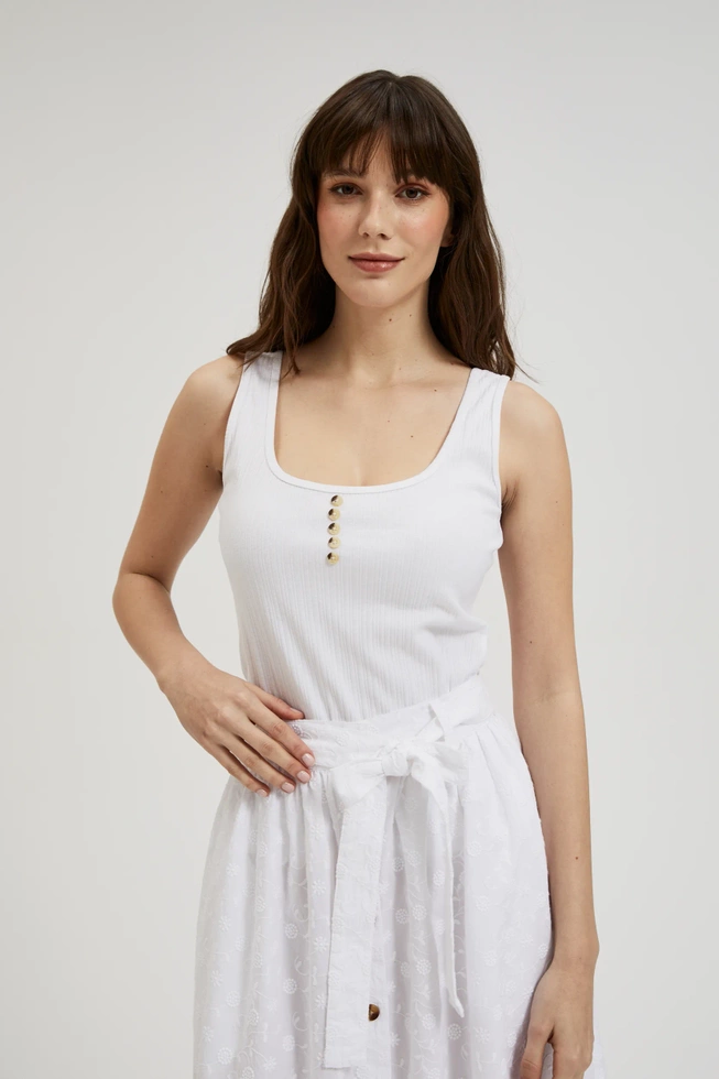 Top z guzikami biały