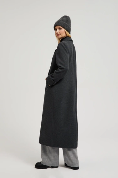 Elegancki długi płaszcz szary